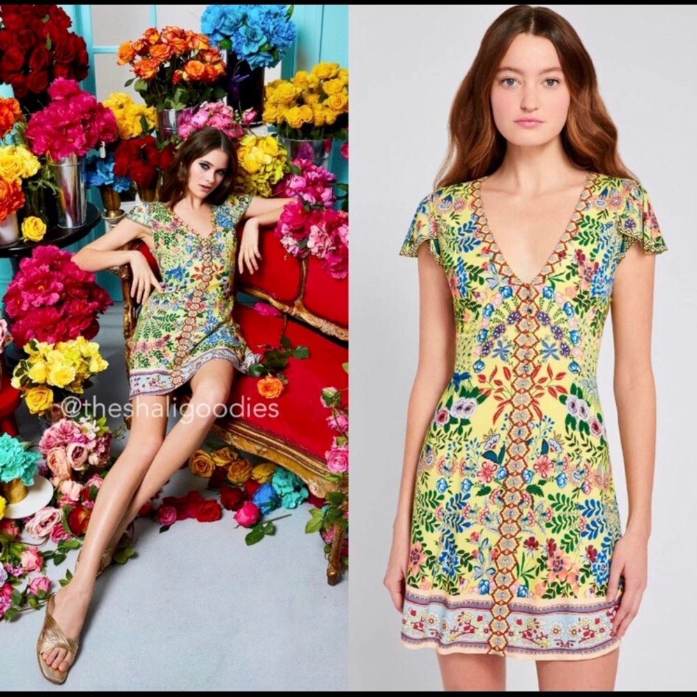 ALICE + OLIVIA Hadley Dress Yellow Floral Paisley